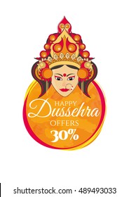Vector illustration Happy Dussehra. face of Goddess Durga. vector design for a holiday Dashara Hindu festival