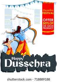 vector illustration  Happy Dussehra festival of India offer