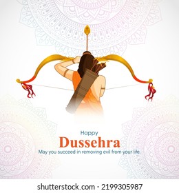 Ilustración vectorial del saludo de Happy Dussehra