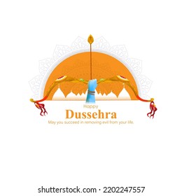 Vector illustration of Happy Dussehra greeting written text means happy dussehra.