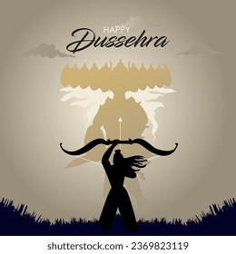 Vector illustration of Happy Dussehra greeting