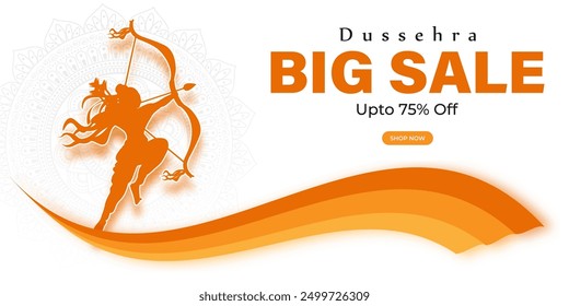 Vector illustration of Happy Dussehra Sale social media feed template