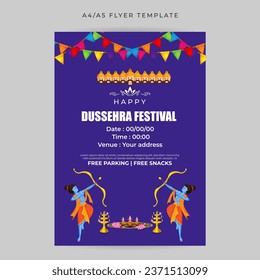 Vector illustration of Happy Dussehra social media feed set template