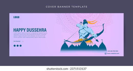 Vector illustration of Happy Dussehra social media feed set template