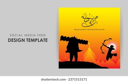 Vector illustration of Happy Dussehra social media feed set template