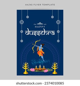 Vector illustration of Happy Dussehra social media feed set template written hindi text means dussehra