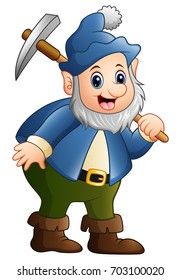 Vector illustration of Happy dwarf miner