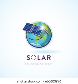 Vector illustration of a happy Earth character solar panels for sunglasses