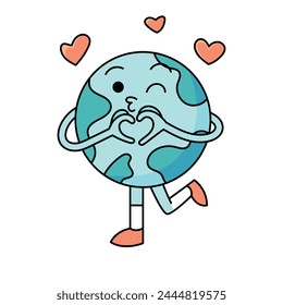 vector illustration of happy earth characters, for design needs to commemorate Earth Day. white background