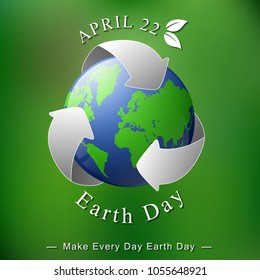 Vector illustration of Happy earth day banner on blurred background