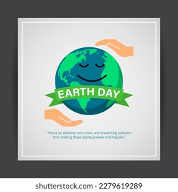 Vector illustration of Happy Earth Day social media story feed mockup template