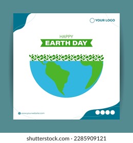 Ilustración vectorial de la plantilla de simulación de la transmisión de historias del Día de la Tierra Feliz