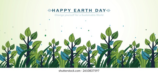 Vector illustration of Happy Earth Day, Beautiful background of Natural things, Attractive design of Earth Day concept.