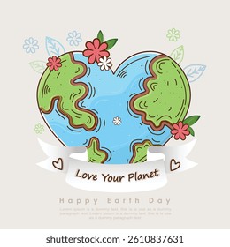 Vector illustration of Happy Earth Day, Beautiful background of Natural things, Attractive design of Earth Day concept.