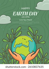 Vector illustration of Happy Earth Day, Beautiful background of Natural things, Attractive design of Earth Day concept.