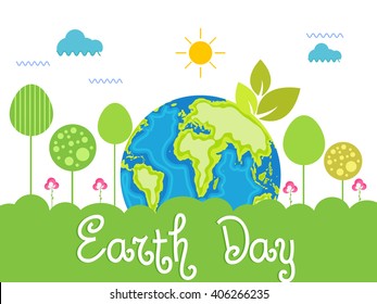 Vector illustration of happy earth day.