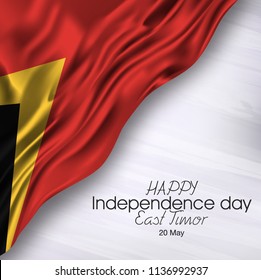 Vector illustration of Happy East Timor Independence Day 20 May. Flag isolated on gray background.