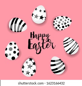 Vector illustration Happy Easter background. Top view of easter eggs. Greeting cards and decoration for Easter
