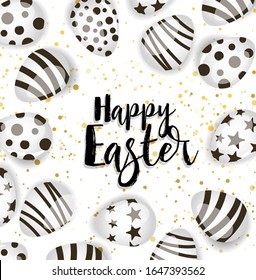 Vector illustration Happy Easter background. Top view of easter eggs. Greeting cards and decoration for Easter