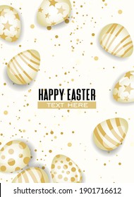 Vector illustration Happy Easter background. Top view of easter eggs. Greeting cards and decoration for Easter