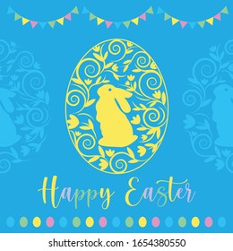 vector illustration of happy easter banner, Colorful Happy Easter greeting card