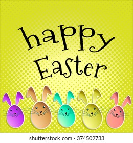 Vector illustration. Happy easter bunnies