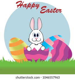 Vector illustration of happy easter bunny