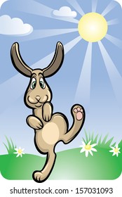 Vector illustration of happy easter bunny