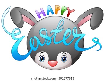 Vector illustration of Happy easter with easter bunny ears