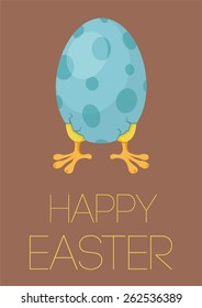 Vector Illustration of happy easter card with chicken in egg