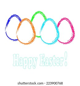 Vector illustration of Happy Easter! Colored eggs