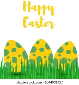 Vector illustration. Happy easter. Colorful eggs on the grass