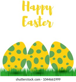 Vector illustration. Happy easter. Colorful eggs on the grass