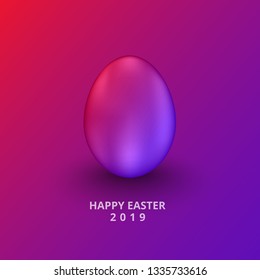 vector illustration happy easter day 2019 banner Easter neon eggs background Design element 