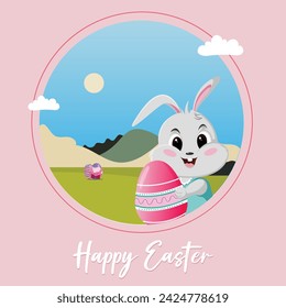 Vector illustration Happy Easter, Eggs, Bunny, Editable post banner template