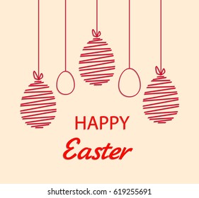 Vector Illustration of Happy Easter garland from five red