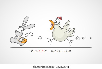 Vector Illustration Happy Easter Greeting Funny Stock Vector Royalty