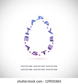 vector illustration of Happy Easter greeting with an Easter egg made of letters