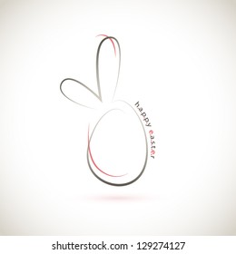 vector illustration of Happy Easter greeting with an abstract Easter egg and bunny's ear