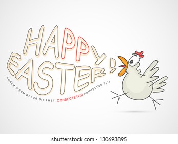 vector illustration of Happy Easter greeting with a chicken tweet