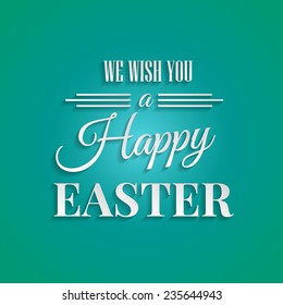 Vector illustration of  Happy Easter greeting  card with 3d lettering