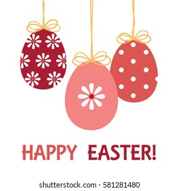 Vector Illustration, Happy Easter Greeting Card with Decorative Eggs.