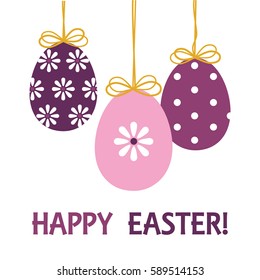 Vector Illustration, Happy Easter Greeting Card with Decorative Eggs.