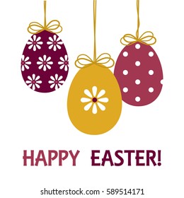 Vector Illustration, Happy Easter Greeting Card with Decorative Eggs.