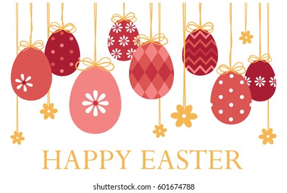Vector Illustration. Happy Easter Greeting Card with Eggs. 