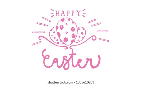 Vector illustration. Happy Easter Hand drawn elegant modern colorful lettering isolated on background. - Vector
