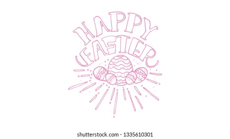 Vector illustration. Happy Easter Hand drawn elegant modern colorful lettering isolated on background. - Vector
