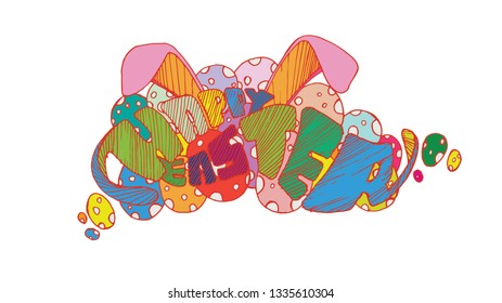 Vector illustration. Happy Easter Hand drawn elegant modern colorful lettering isolated on background. - Vector