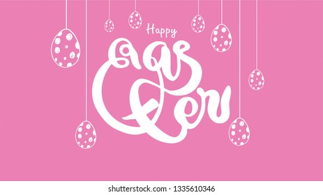 Vector illustration. Happy Easter Hand drawn elegant modern colorful lettering isolated on background. - Vector