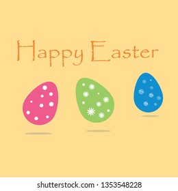 Vector Illustration of Happy Easter Holiday with Painted Eggs,Greeting Card